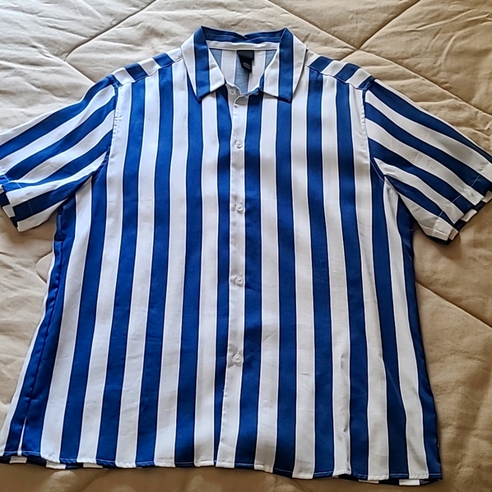 Blue Striped Summer Shirt - L